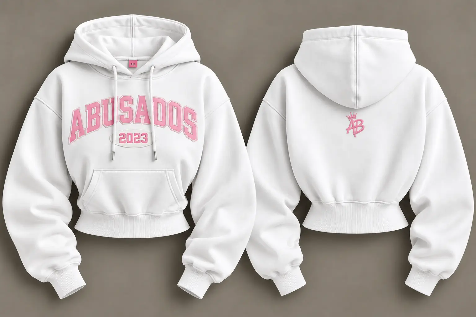 Moletom Cropped Branco · Rosa